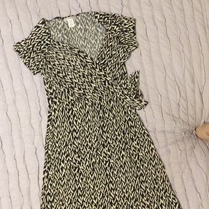 Tropical/zebra print cross/wrap dress